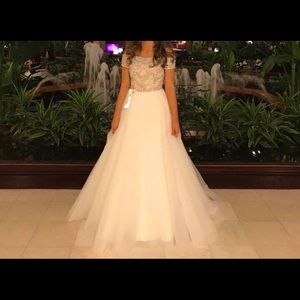 Sherri Hill Ivory Beaded Pageant Prom Formal Dress